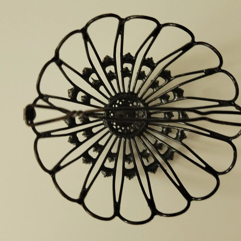 Vintage Black Rhinestone Cage Bun Cover Hair Clip One Size Goth